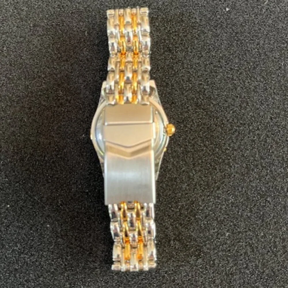 WALLACE MUROYA | Silver & Gold tone linked strap watch EUC-NEW battery